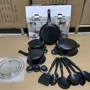 Juego de utensilios de cocina antiadherentes de 13 Uds., ollas de hierro fundido/acero, cacerola, sartén para estofado, sartén, <span class=keywords><strong>wok</strong></span> para cocinar en casa, cocina - Product Image 6