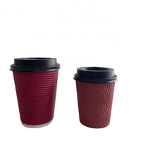 Heepack gobelets en papier kraft jetables imprimés avec logo personnalisé tasses à café ondulées à double paroi avec couvercle de 4oz 8oz 20oz tailles