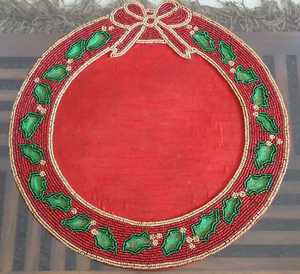 Top Quality Handmade Unique Design Christmas Wreath Handmade <b>Beaded</b> Table Mat <b>Beaded</b> Charger <b>Placemat</b> - Product Image 2