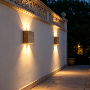 โคมไฟติดผนังหินสีเหลืองกลางแจ้ง 12W แสงวอร์มไลท์ LED กันน้ำสำหรับสวนวิลล่า - Product Image 4