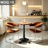 Personnalisation OEM ODM, style européen, table ronde en bois massif 4 places, chaises en cuir et métal, ensemble de salle à manger pour restaurant
