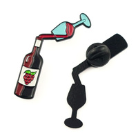 Bouteille de Bar en acier inoxydable, Badge de Barista en métal personnalisé, broche en forme de joie, vin, bière, broches en émail