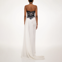 Robe longue asymétrique élégante à dos nu avec patchwork de dentelle, drapée et plissée, sexy, pour femme, idéale pour bal de promo ou invitée de mariage