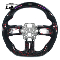 Volant en cuir suédé en fibre de carbone forgé rouge LED pour Ford Mustang S550 2015-2023 modèles GT EcoBoost