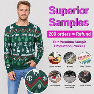 <strong>Men's</strong> Funny Ugly Christmas Sweater Knitted Pullover Green Jacquard Knit Sweater Reindeer Tree Pattern Long Sleeve Winter Party - Product Image 1