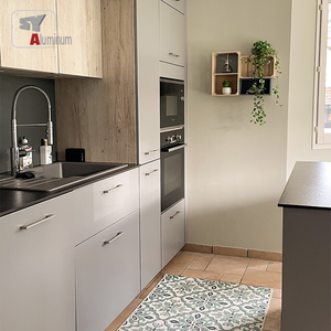Moderno Nuevo Aluminio Metal Cocinas Gabinetes Precio Barato Color Gris Perfil de Aluminio Gabinete de Cocina Diseño - Product Image 4