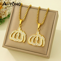 Nouveau Collier Pendentif Zirconia Musulman Arabe Tendance Or et Argent en Acier Inoxydable Bijoux du Moyen-Orient – Vente Chaude
