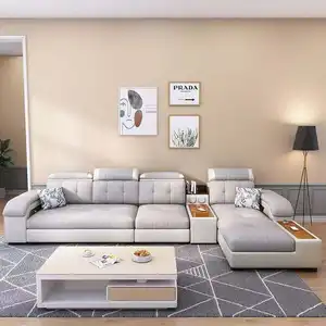 Sofá de sala de estar em forma de l, conjunto de sofá de luxo moderno estilo americano