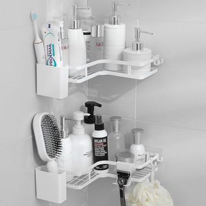 Modern Stainless Steel Metal Double Tier 5-Layer Multifunctional Standing Folding <b>Storage</b> <b>Rack</b> Bathroom Kitchen Use Holder - Product Image 1