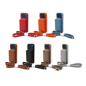 Étui de téléphone de luxe en cuir PU imperméable avec porte-cartes RFID magnétique et chargement sans fil, avec bandoulière, pour la vente en gros - Product Image 6