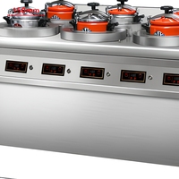 Cuisinière rotative automatique multifonctionnelle de luxe à six cuves en acier inoxydable, équipement professionnel à 6 brûleurs