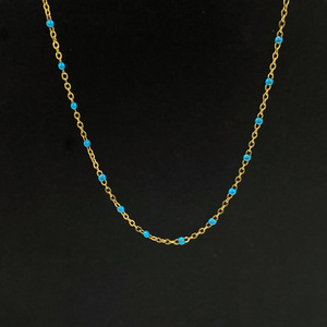 <span class=keywords><strong>Collana</strong></span> Colorata con Perline in Acciaio Inossidabile, Catena Placcata <span class=keywords><strong>Oro</strong></span> 18K, Girocollo per Donna, Gioielli da Festa - Product Image 4