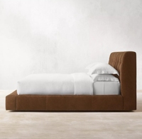 Ensemble de meubles de chambre à coucher de grande taille, lit épais en velours brun, plateforme en bois, haute qualité, vente en gros