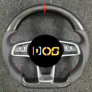 Pour VW Passat B9 volant en Fiber de carbone forgé point bleu cuir perforé personnalisé Style <span class=keywords><strong>R8</strong></span> mise à niveau du volant de voiture - Product Image 4