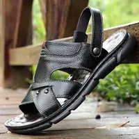 Macheda — sandales de massage en plein air pour hommes, double usage, couche supérieure en cuir de vache, pantoufles de plage décontractées, à la mode, 2021