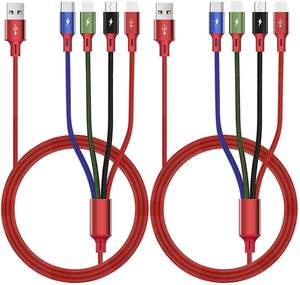 Cable de Carga de Nailon 4 en 1 para Teléfonos Móviles, USB Tipo-C/Micro/ 3A, Carga Rápida de 1.2m - Product Image 5