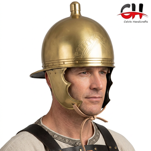 CH Medieval 18 Gauge Steel Roman Monteforteno Knight Helmet Gold Polished Antique Home Decor Vintage Mother's Day New Year - Product Image 1