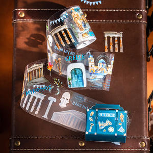 1 rouleau de ruban adhésif Wandering World Series peint à la main City Handbook Decoration Die-cut Travel Tape - Product Image 2