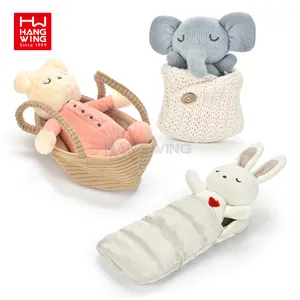 HW新生婴儿游戏屋柔软毛绒动物婴儿舒缓套装礼品盒