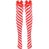 Chaussettes de noël à rayures rouges et blanches avec nœud sur le genou, bas Cosplay pour filles