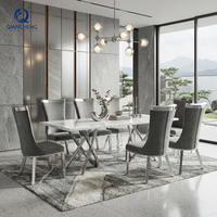 QIANCHENG Ensemble de Salle à Manger Complet Minimaliste en Marbre 200cm, Table de Repas de Luxe, Fabricant Chinois