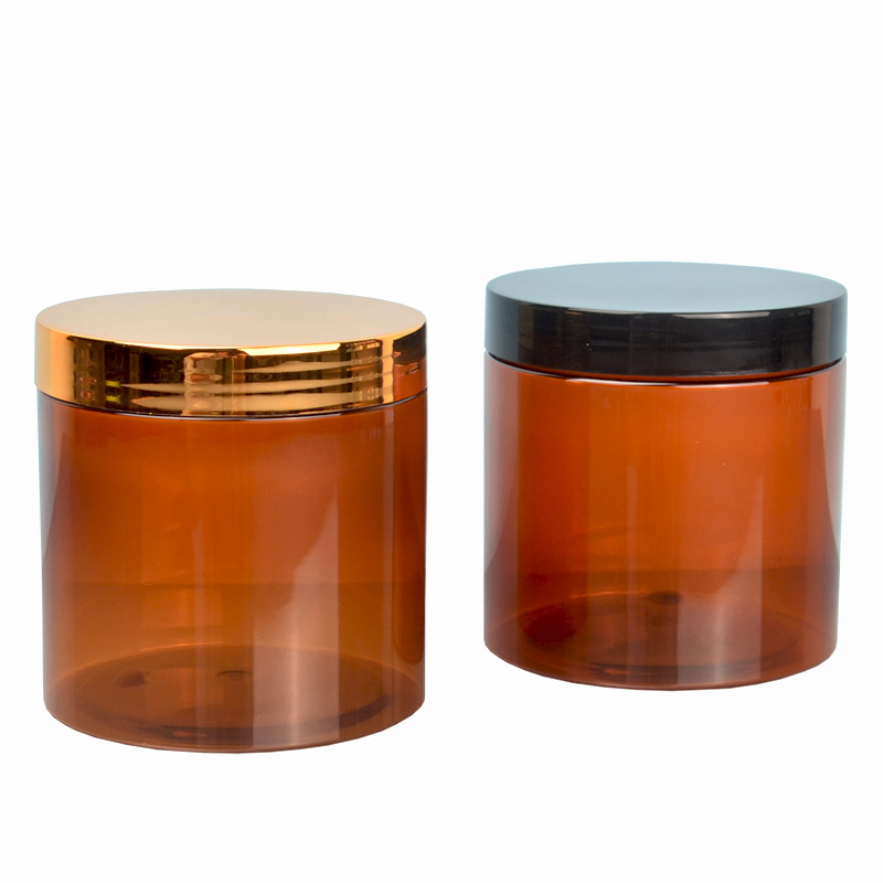 amber jars with lid/amber pet plastic jars