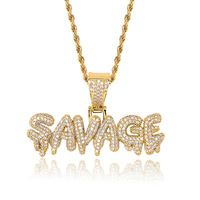 Collier pour homme Hip Hop SANAGE avec pendentif lettre micro-pavé CZ Iced Out, bijou tendance pour rappeur, accessoire de mode