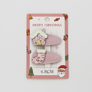 Árbol de Navidad hecho a mano muñeco de nieve cinta adornos lindo brillante respetuoso con el medio ambiente festivo pinzas para el cabello conjuntos para niños Año Nuevo - Product Image 5