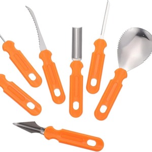Kit de 7 outils de découpe de citrouille d'Halloween, couteau à découper la citrouille pour adultes, fournitures de découpe de citrouille, outils de gravure et de découpe de cuisine - Product Image 4