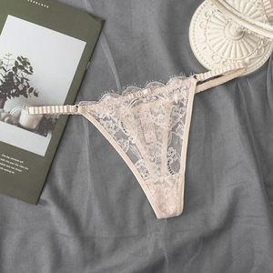 Tanga de Encaje Floral Sexy para Mujer con Lazo, Tirantes Finos, Cintura Baja, Ropa Interior Transpirable, Venta al Por Mayor - Product Image 1