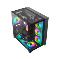 C712 Black Computer Gaming Case Mid Tower PC ATX ITX Tempered Glass Cable Management Wholesale