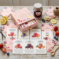 Cartes d'inspiration pour recettes de confiture personnalisées OEM, lot de 12 cartes de recettes de confiture de fruits en gros avec boîte à tiroir