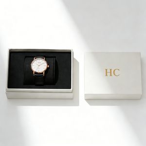 Boîte à montre de luxe en similicuir avec couvercle et base, boîte cadeau pour bijoux, insert en microfibre pour montre, estampage à chaud, logo personnalisé, vente en gros - Product Image 1