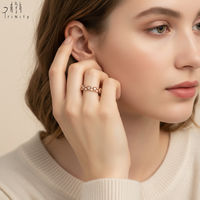 Joyería Fina de Moda para Bodas Vintage, Diseño Geométrico Clásico con Engaste Pavé, Oro Rosa Sólido de 18K, Diamante Natural Apilable