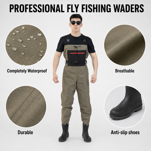 Waders da <span class=keywords><strong>Pesca</strong></span> a Mosca Impermeabili e Traspiranti con Stivali Integrati - Resistenti Waders a Petto Intero - Product Image 3