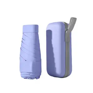 مظلة صغيرة للسيدات بحجم كبسولة ويمكن حملها مع 5 جيوب قابلة للطي، منتجات مظلات واقية من الشمس ضد الأشعة فوق البنفسجية مع حقيبة