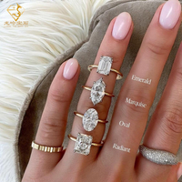 Bague de fiançailles personnalisée en or 10K/14K/18K et argent sterling 925 avec diamant de laboratoire taille marquise 1ct 2ct 3ct certifié IGI
