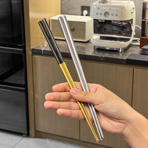 Baguettes en acier inoxydable 304, design carré, poli miroir, style simple, pour usage domestique et en restaurant - Product Image 3