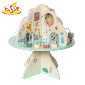 Giocattolo ad albero Multi-attività in legno <span class=keywords><strong>con</strong></span> labirinto di <span class=keywords><strong>perline</strong></span>, ingranaggi, orologio, selezionatore di forme e <span class=keywords><strong>puzzle</strong></span> di animali per bambini W12D751 - Product Image 2