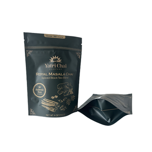 Impresión personalizada 4oz Embalaje de té Bolsas de plástico Mylar de grado alimenticio Cremallera resellable Bolsa de pie para té <span class=keywords><strong>Chai</strong></span> Black Powder - Product Image 4