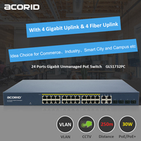 Commutateur PoE Gigabit complet 32 ports 4 SFP 802.3at 450 watts Compatible avec Dahua IPC