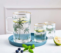2025 à la mode à haute teneur en borosilicate Double paroi avec théière en verre à jante dorée et bouilloire nouveau pichet en verre Design pour les ménages