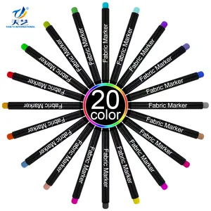 Fabric Markers Pens Permanent Paint Marker Non-Toxic Fabric Pen 12 Colors Art Markers with 2 Free Random Stencils for Clothes