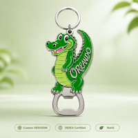 Llavero abridor de botellas de cocodrilo al por mayor, personalizado, recuerdo de Orlando, Florida, EE. UU., parque temático de animales, llavero de metal esmaltado, regalos
