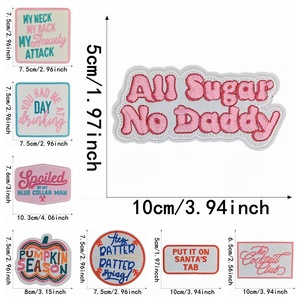 Parche Bordado Termoadhesivo Personalizado con Diseño de Letras del Alfabeto 'Take It Easy', Tamaño Pequeño, Forma Irregular, para Ropa - Product Image 2