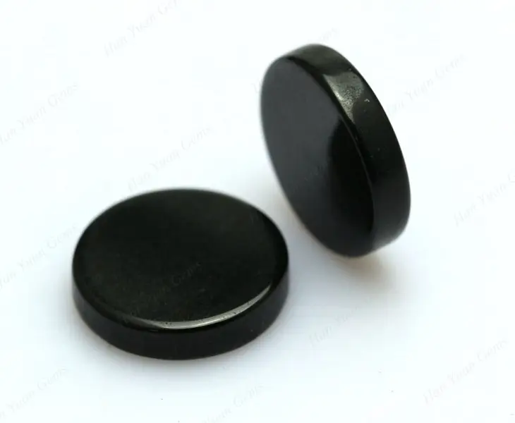 Round shape Cabochon cut blank sliced black onyx stone