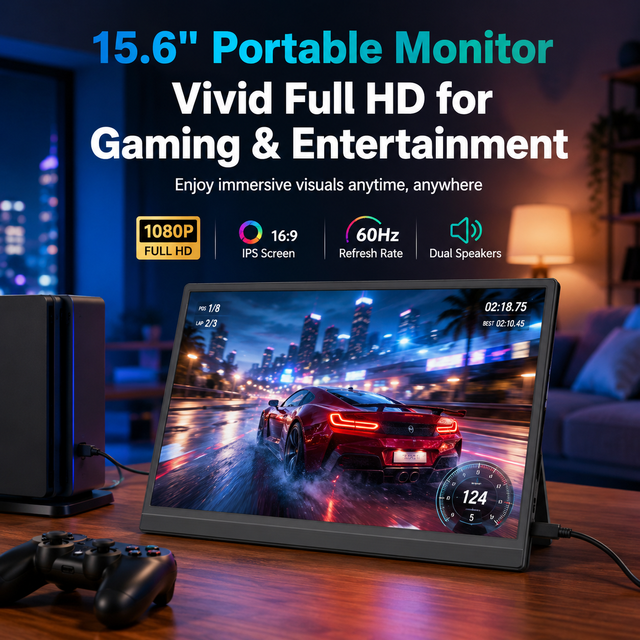 Wholesale 15.6 Inch Portable Display Monitor 1080P Type-C HDMI Slim External Screen for Laptop OEM