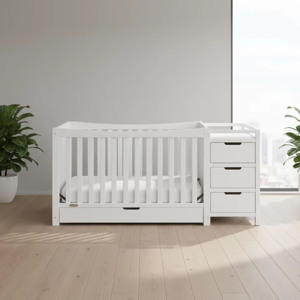 Cuna 3 en 1 de Madera de Pino de Alta Calidad al por Mayor, con Cambiador, en Color Blanco, con Tres Posiciones Ajustables para la Altura del Colchón - Product Image 2