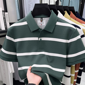 <span class=keywords><strong>Polo</strong></span> a Righe in Cotone Lavato OEM ODM per Uomo, Nuovo Stile Estate 2026, T-shirt Casual Traspirante a Maniche Corte, Vendita all'Ingrosso - Product Image 6
