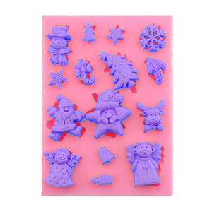 Moule <span class=keywords><strong>en</strong></span> silicone DIY pour décorations de Noël 3D : sapins, Père Noël, chérubins, flocons de neige, cloches, bougies, rennes, parapluies, bonhommes de neige, feuilles de houx - Product Image 6